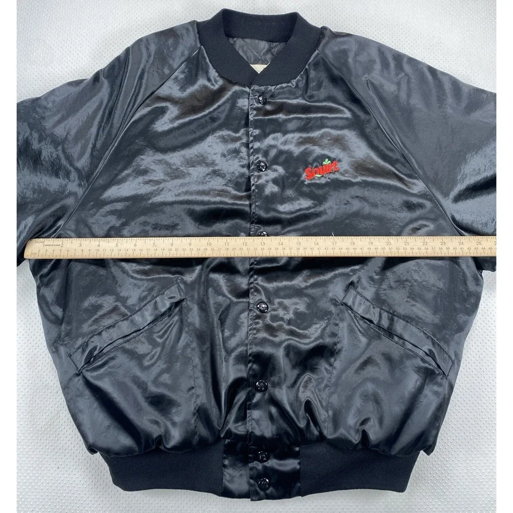 Vintage Squirt ABC Sports Satin Jacket Button Up Size XL‎ USA Black
